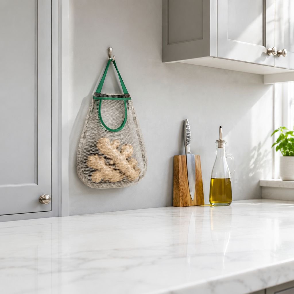 Organisateur mural pour ail et gingembre, sac en maille pour cuisine