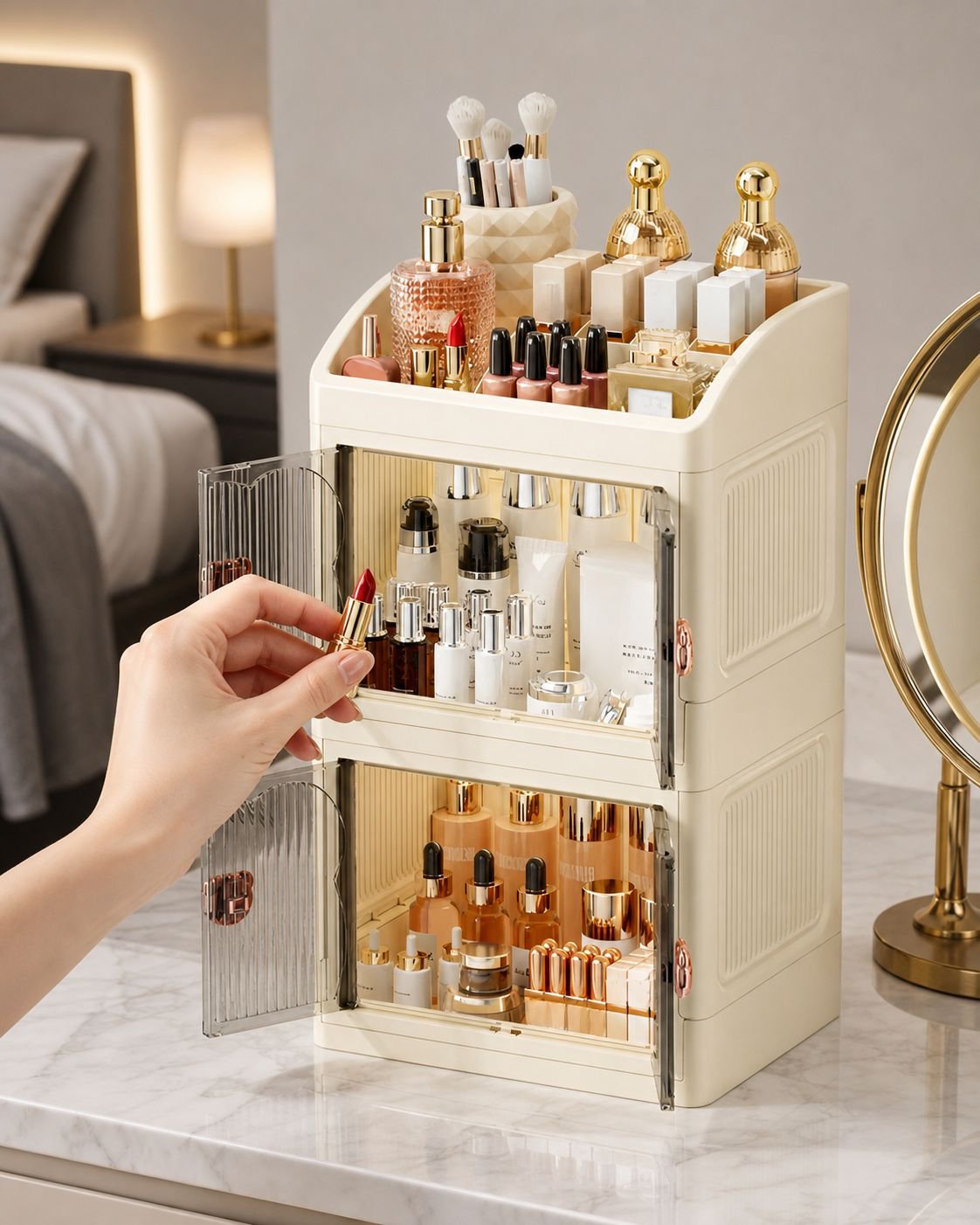Boîte de rangement à tiroirs anti-poussière pour cosmétiques, usage domestique et bureau