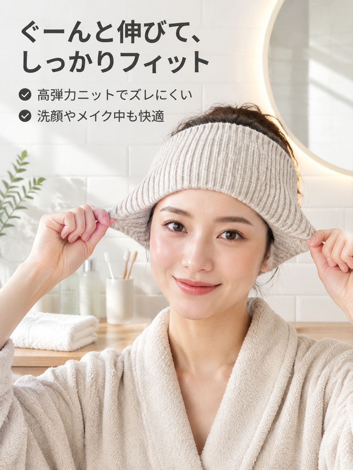 ニットの防寒ヘアバンド