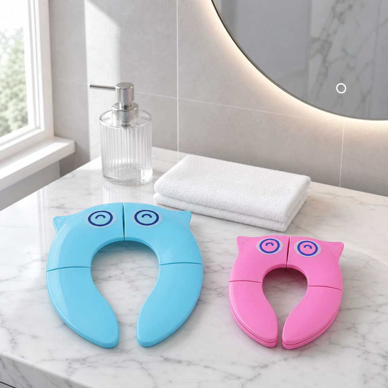 Entrenador de baño portátil para niños, cubierta de asiento de inodoro plegable para viajes