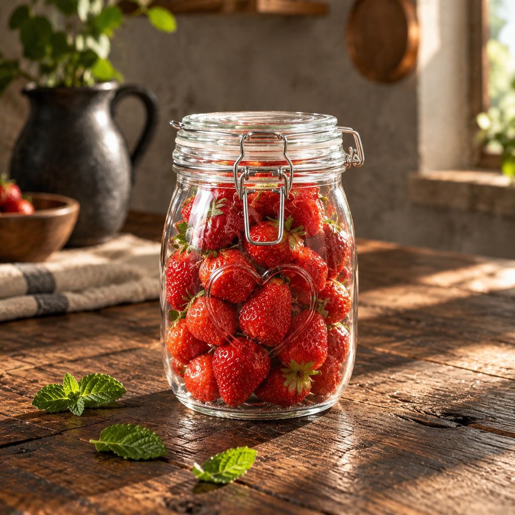 Bocal de rangement en verre avec clip en acier inoxydable