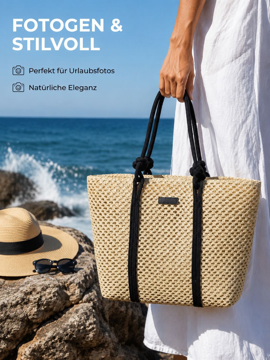 Geflochtene Tasche als modisches Accessoire
