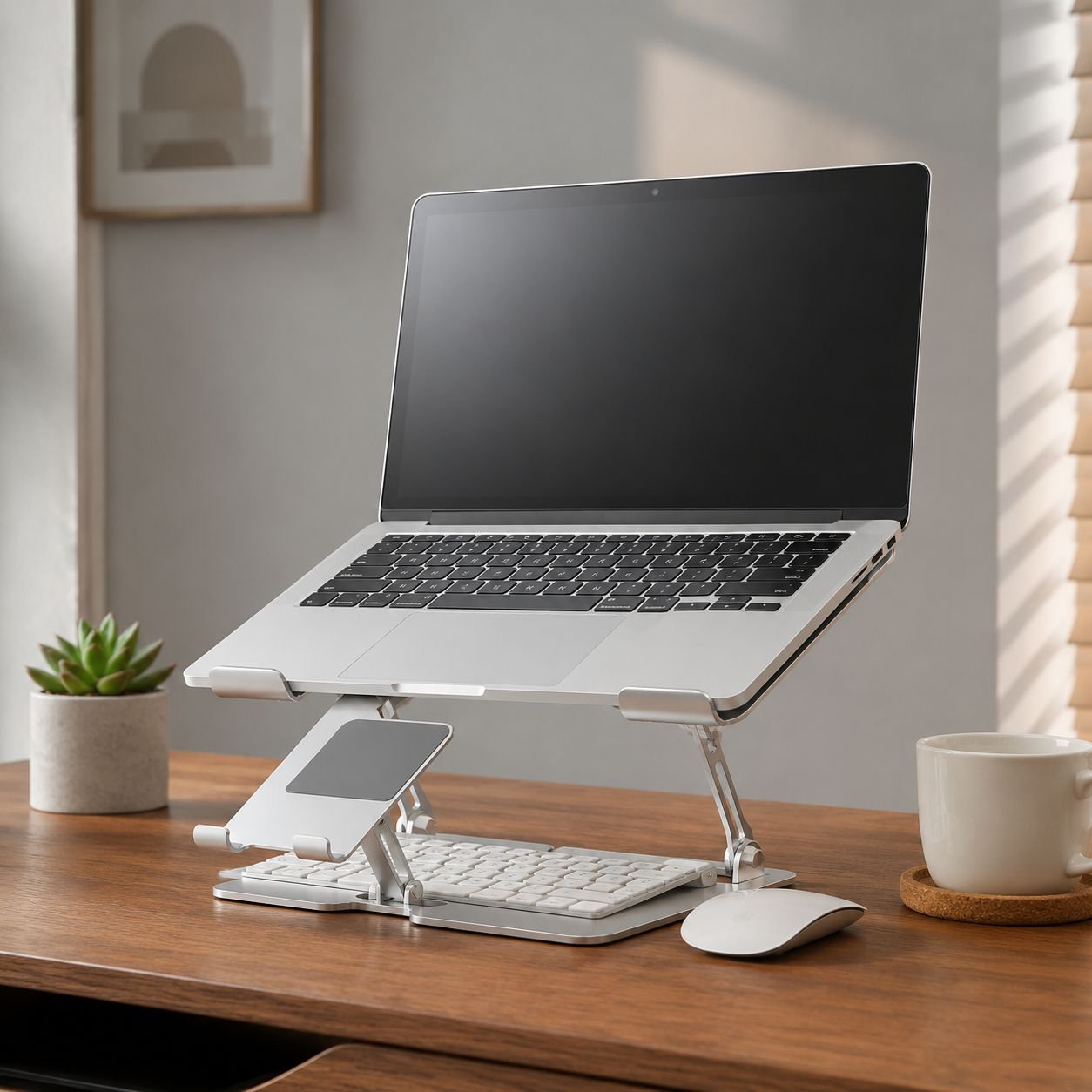 Soporte ajustable para portátil y móvil con sistema de enfriamiento
