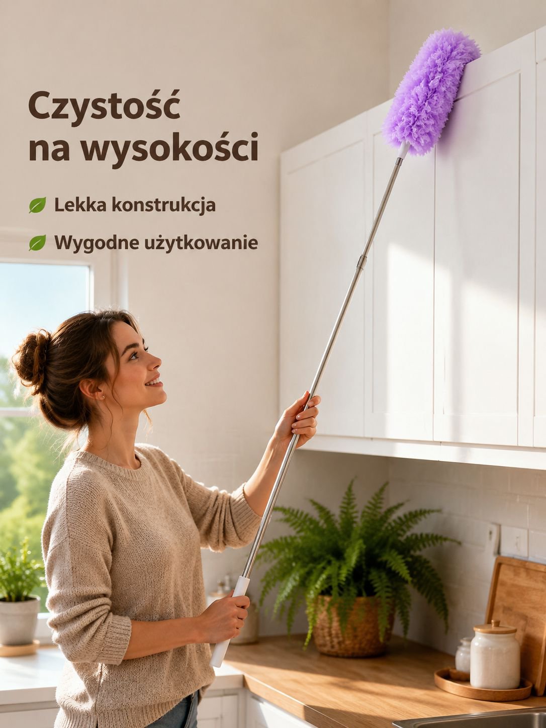 Rozciągana szczotka do kurzu z właściwościami antystatycznymi