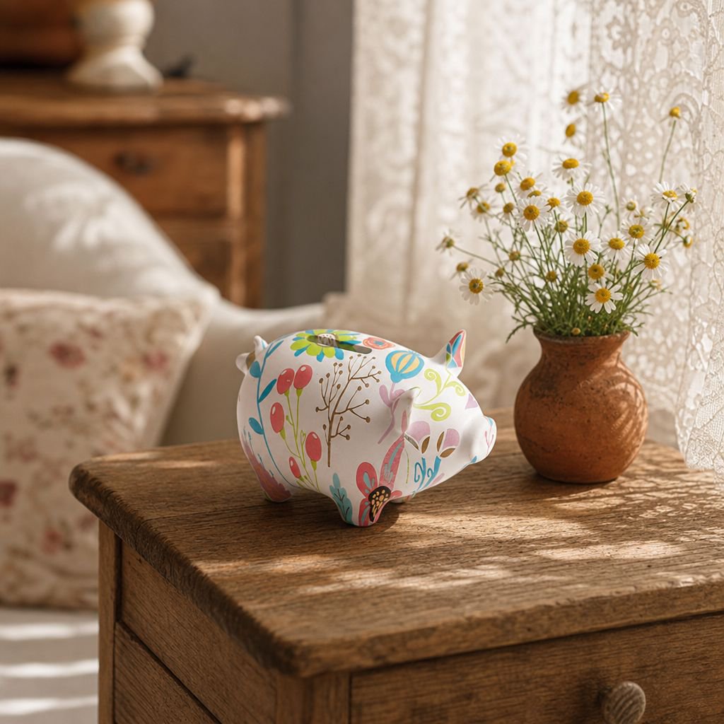 Creative Water Transfer Ceramic Savings Bank Home Decor Mini Craft