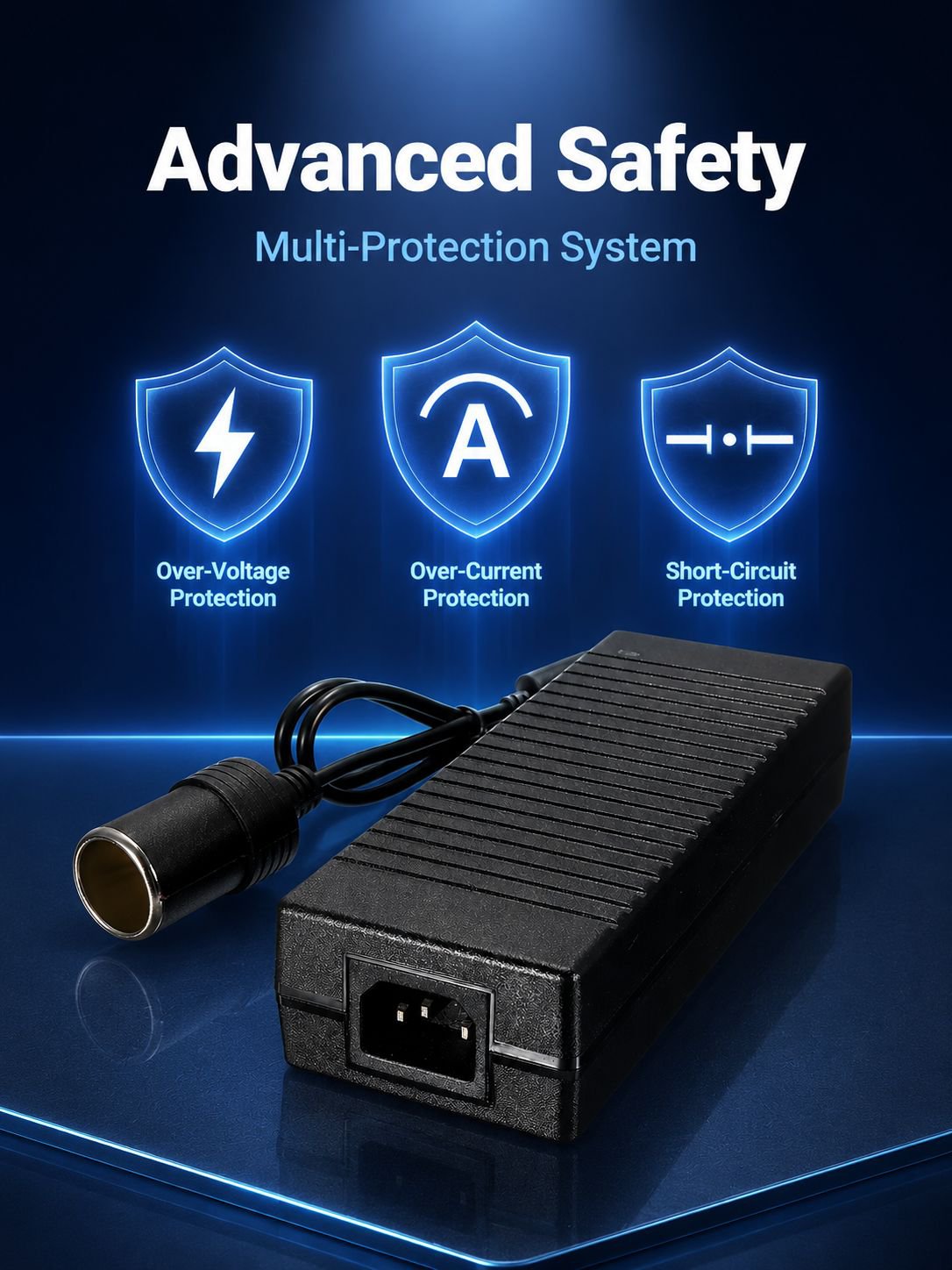 Japanese standard AC/DC converter adapter, 12V 15A 180W, suitable for household and vehicle use. Sup