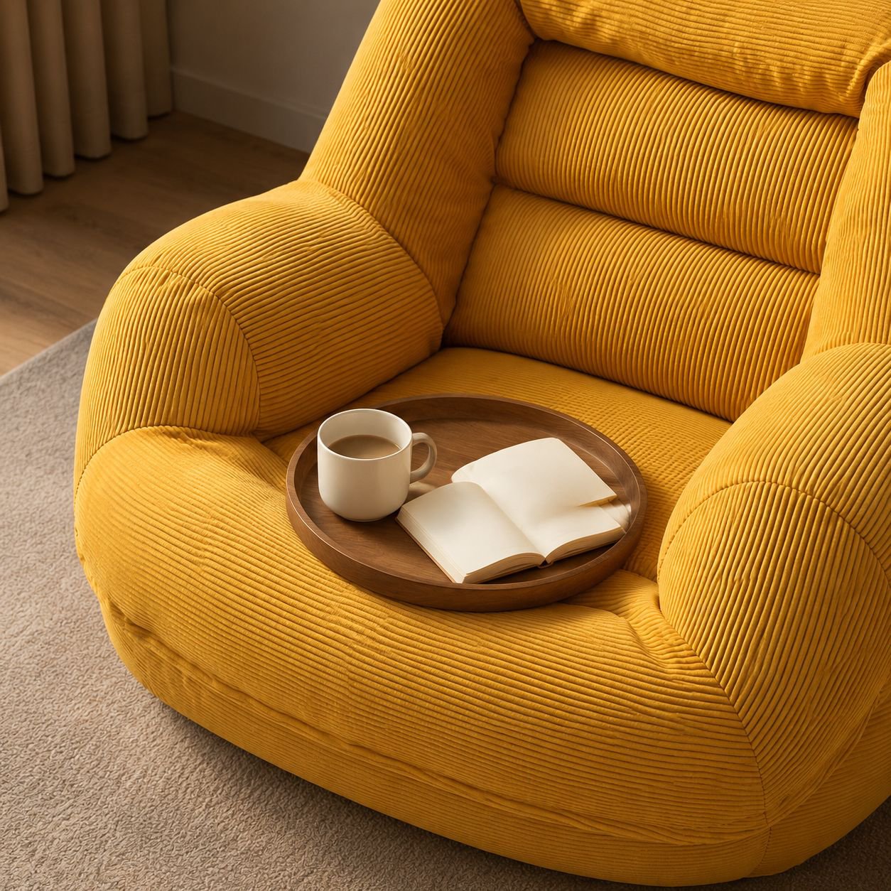 Fabric bean bag sofa with ergonomic design