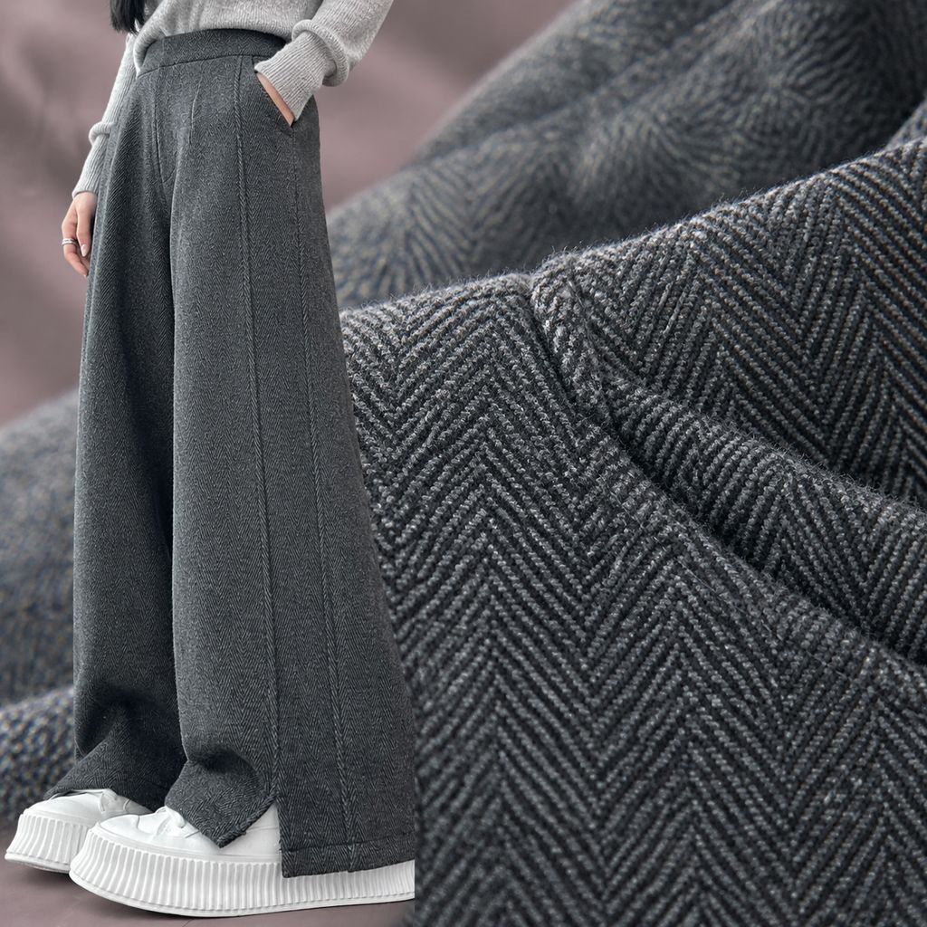 上品な毛呢素材のレディース秋冬パンツ