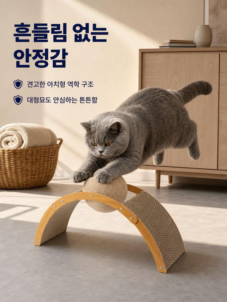 보호용 끈이 달린 고양이 스크래처