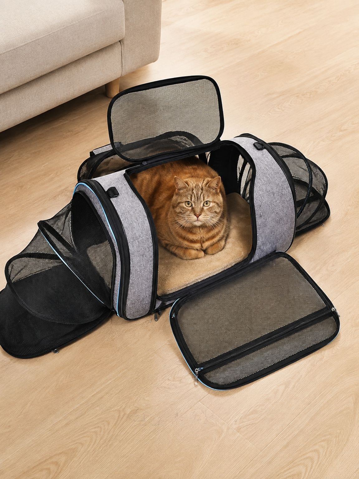 Sac de transport extensible pour chat, adapté aux voyages et aux sorties