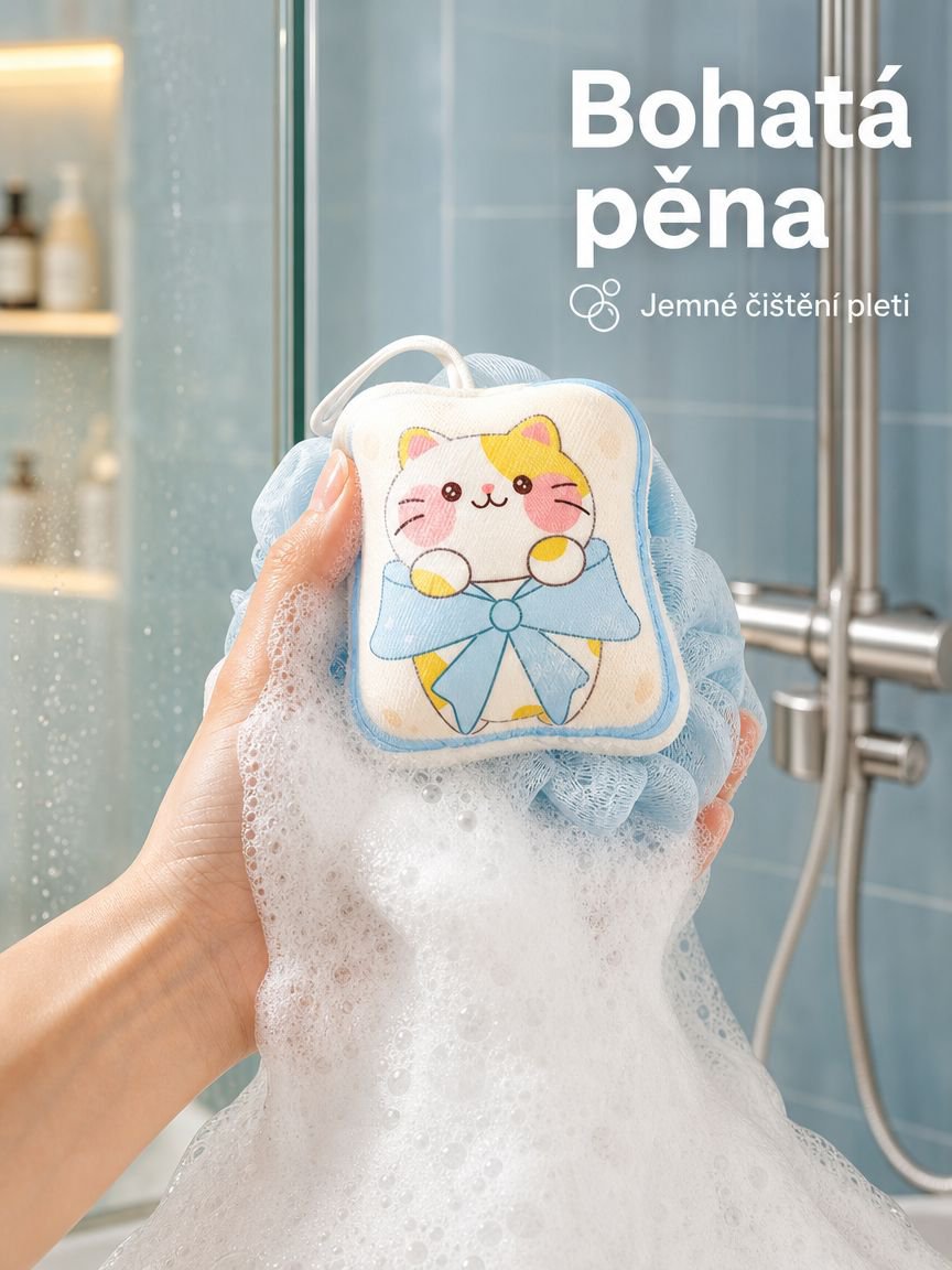 Měkká koupelová houba a žínka pro domácí použití, 2v1, odolná, nerozpadá se