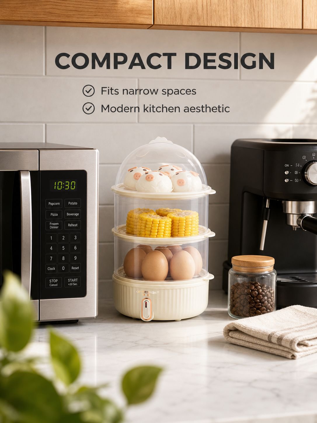 Three-layer Household Breakfast Steamer with Automatic Power-off