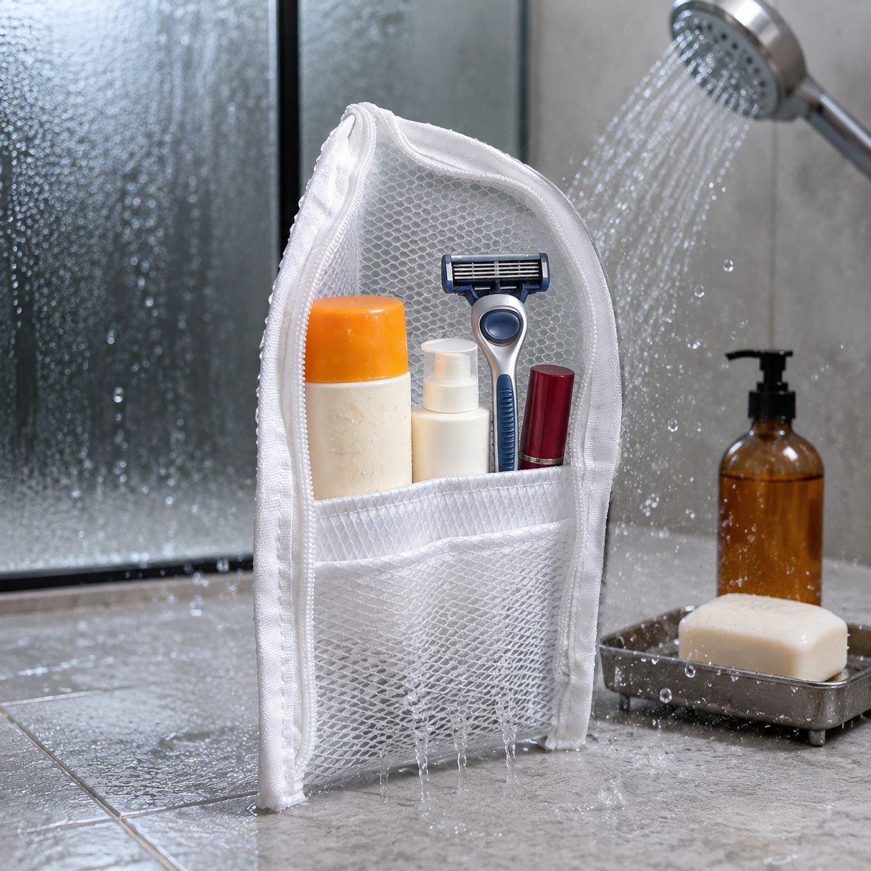 Side view showing bag's compact design