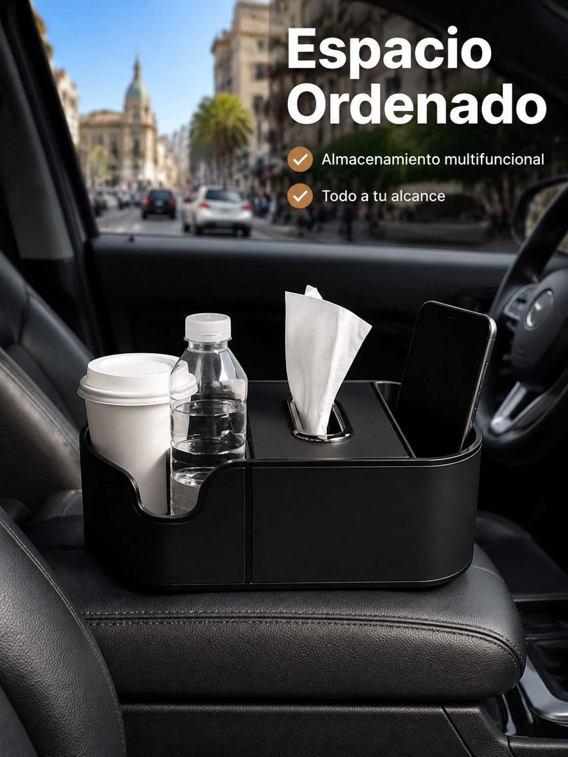 Caja de pañuelos multifuncional para coche
