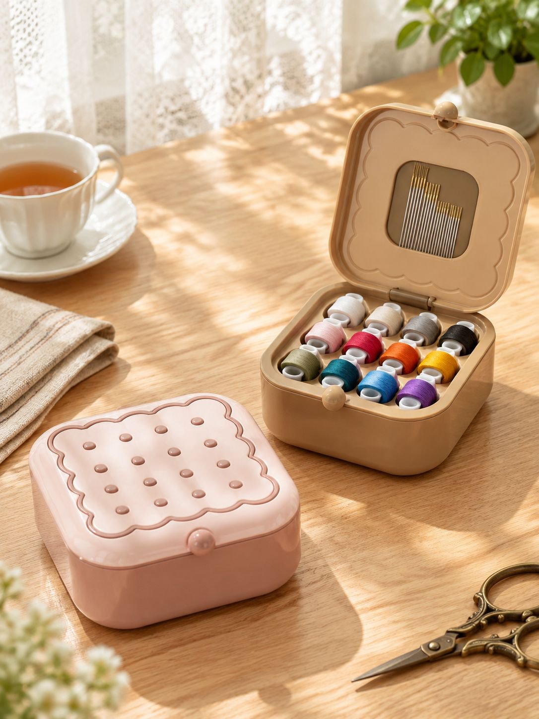 Kit de costura con caja organizadora magnética