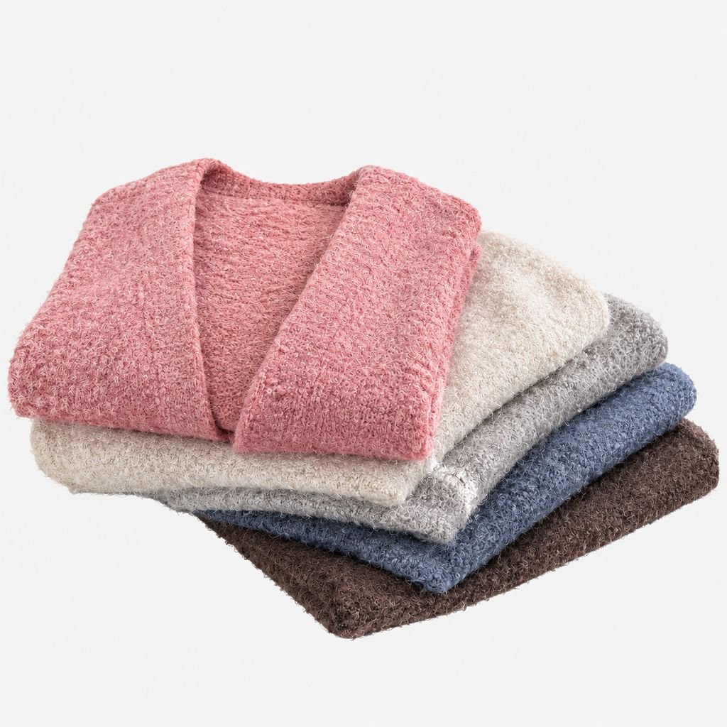 Women's Loose Fit V-Neck Lantern Sleeve Knit Cardigan