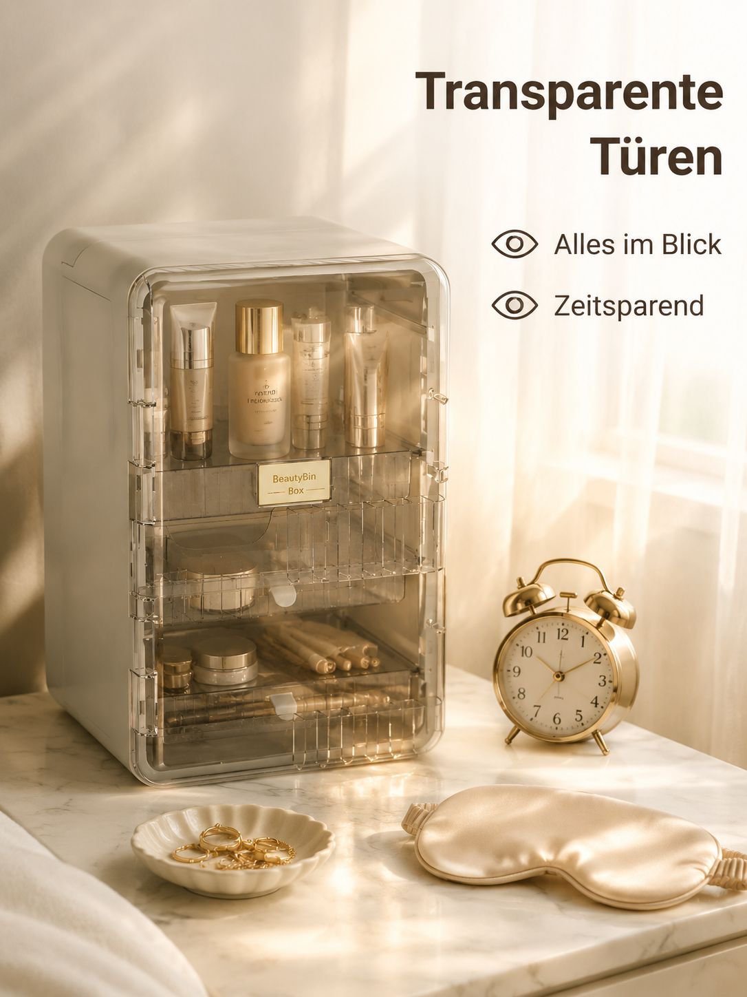 Hochwertige faltbare Make-up-Box, große staubdichte Aufbewahrungsbox