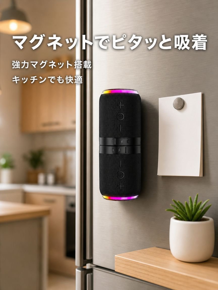 マグネット式ポータブルBluetoothスピーカー、アウトドア用ポータブルBluetoothスピーカー