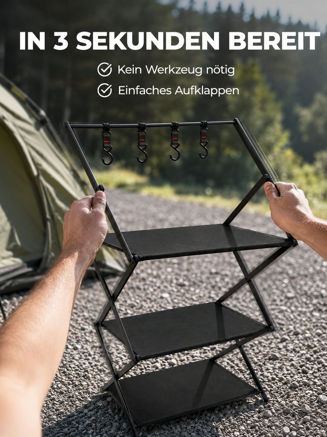 Portabel, mehrschichtiger Aluminium-Verkleinerungsregal für das Camping im Freien