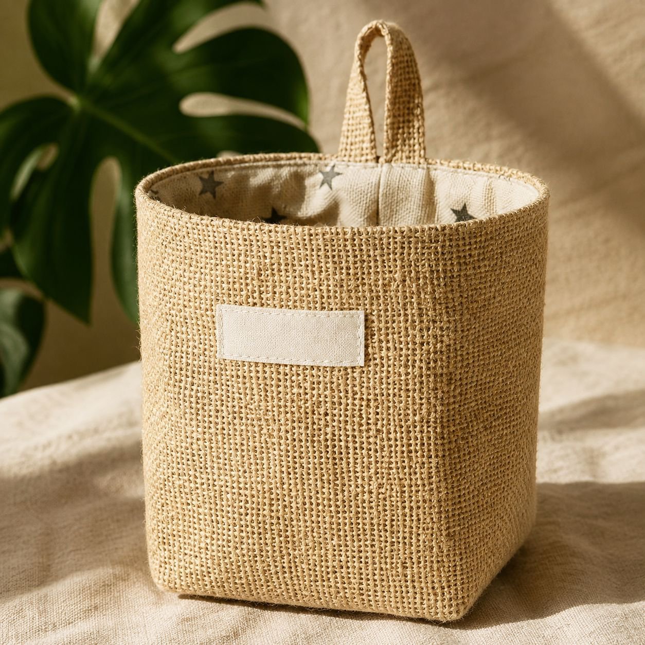 Natural jute hanging organizer for home storage