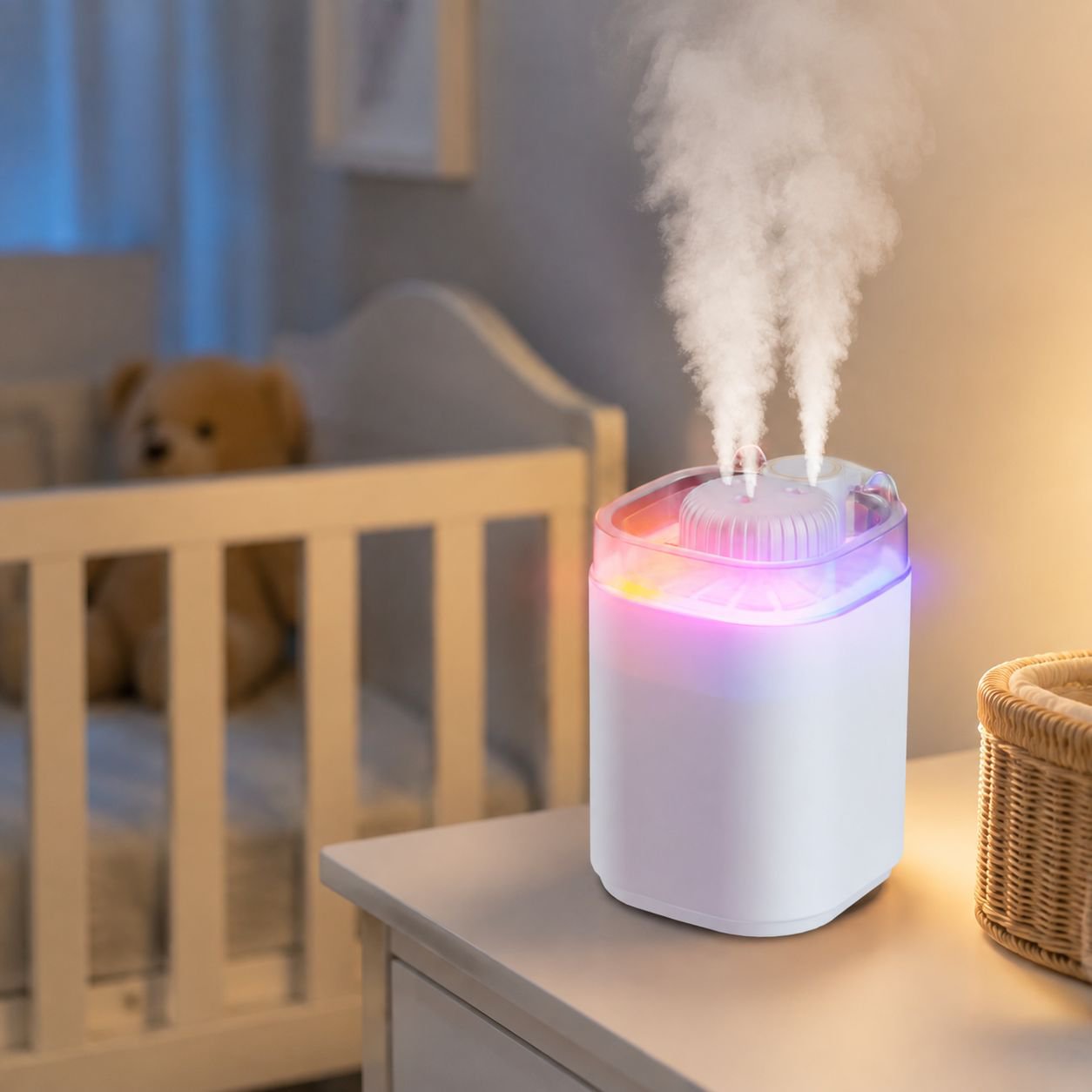 Colorful LED humidifier with high-capacity water tank