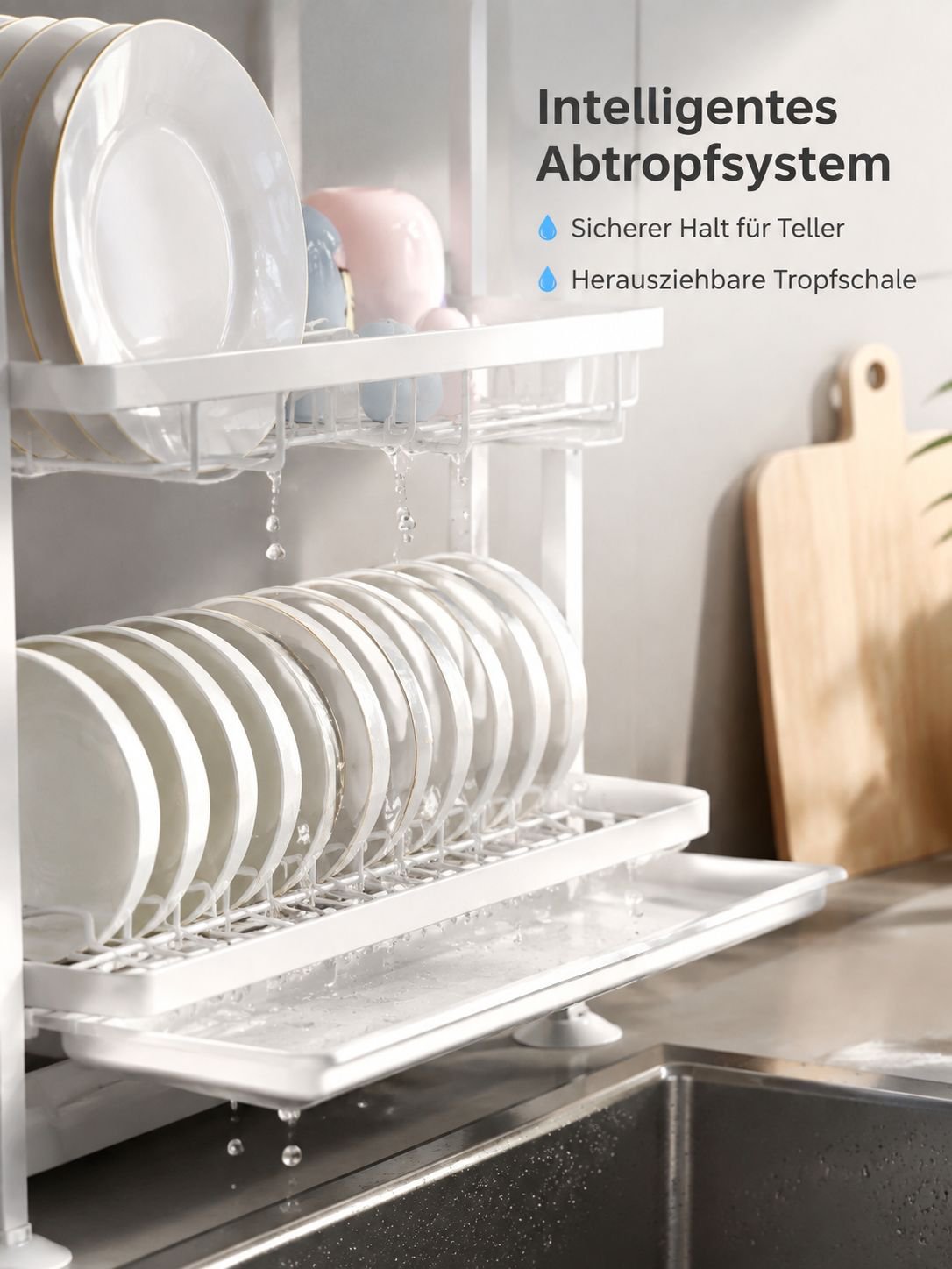 Modernes Abtropfgestell aus robustem Material für die Spüle