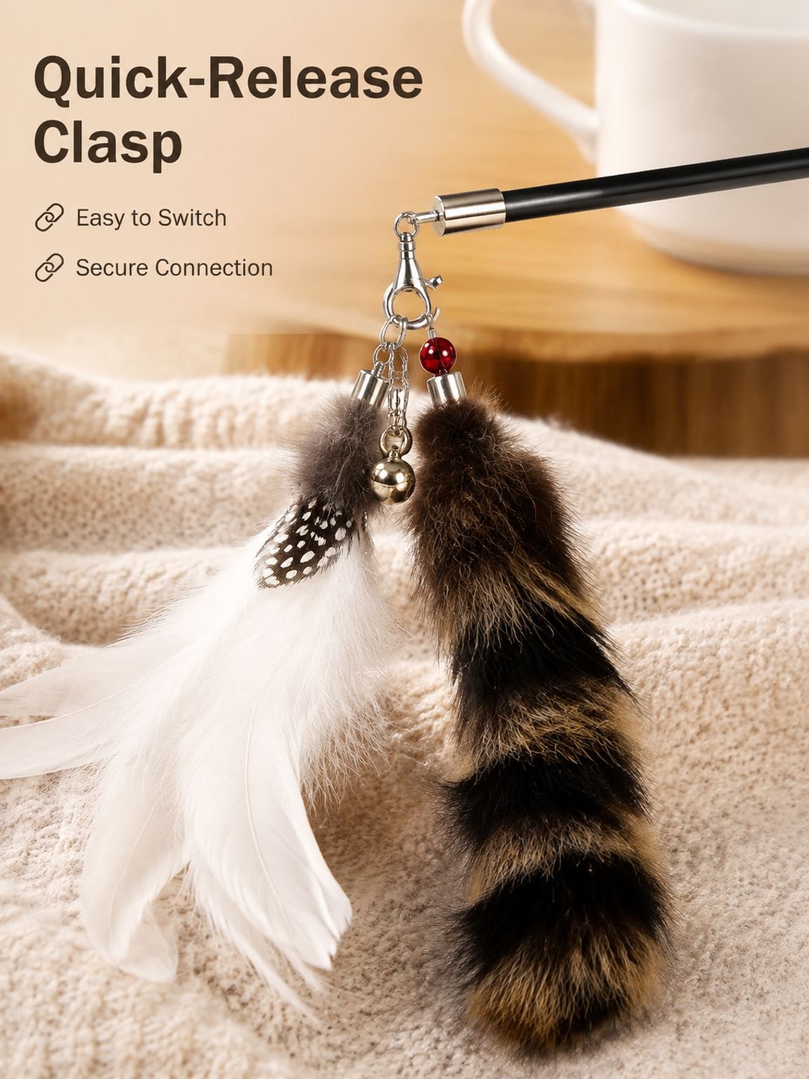 New cat teaser stick with long pole and bite resistance