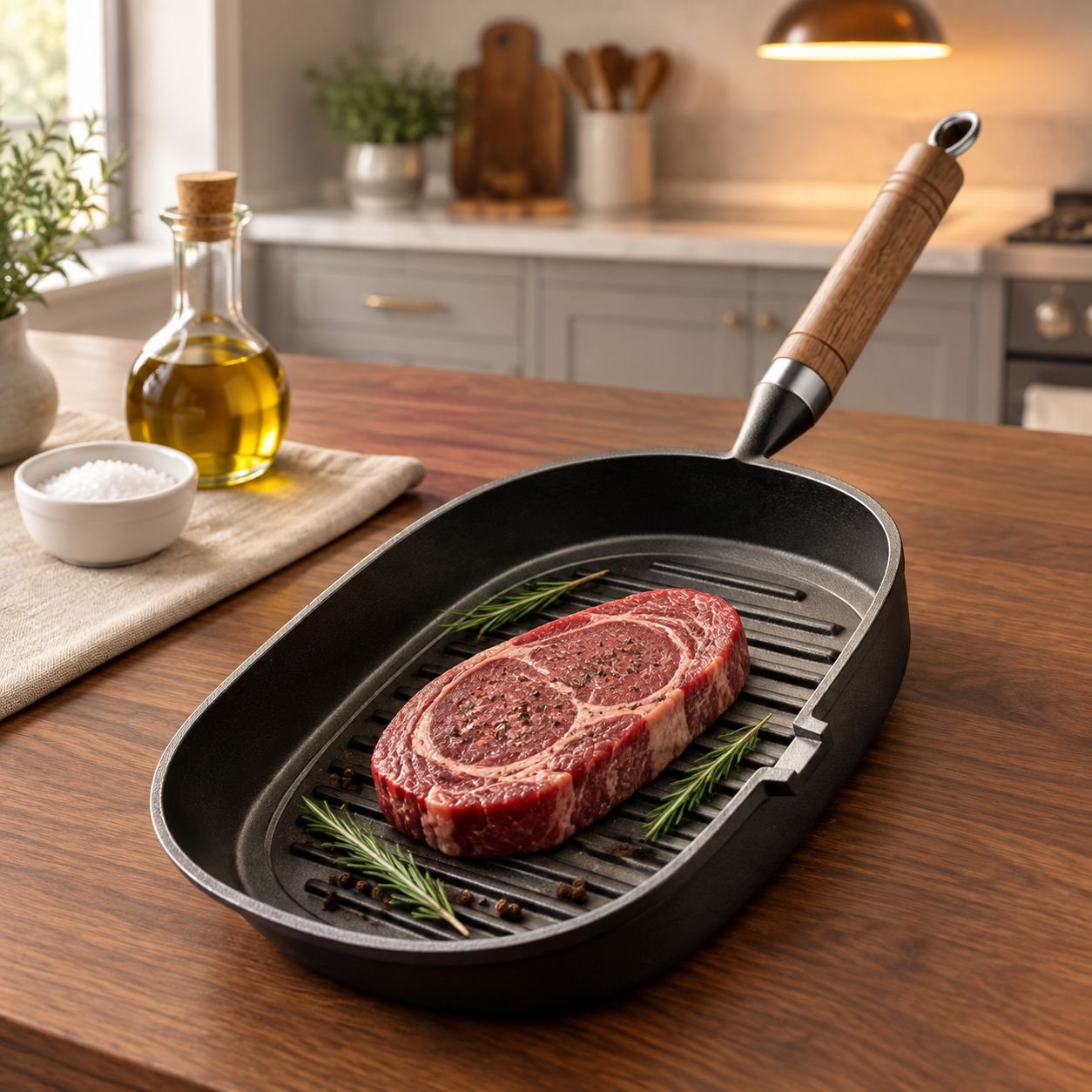 Poêle à Steak en Fonte sans Revêtement Gaz et Induction