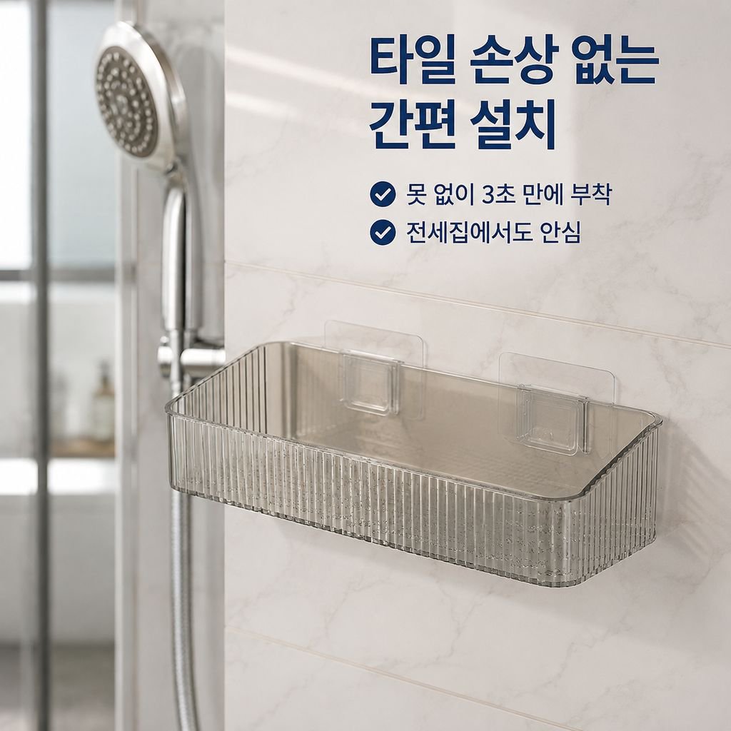 욕실 투명 물빠짐 박스 다기능 수납 선반