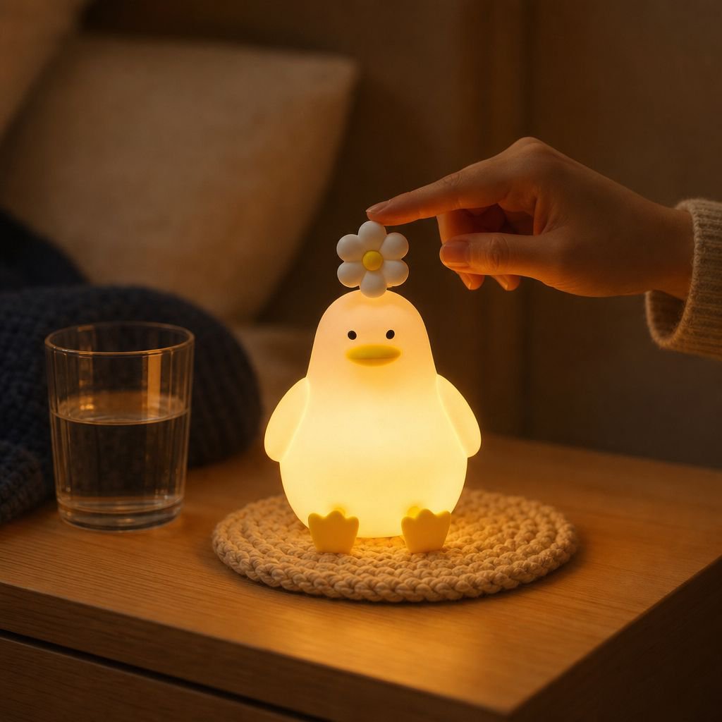 Baby Eye-caring Silicone Night Light, Rechargeable Bedroom Bedside Touch Ambience Lamp