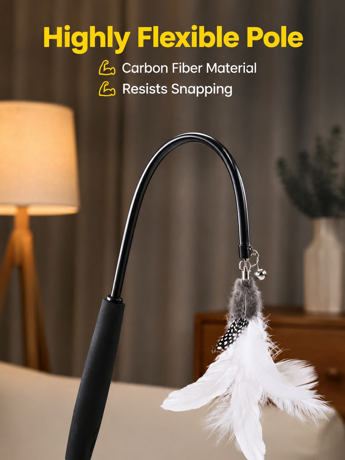 New cat teaser stick with long pole and bite resistance
