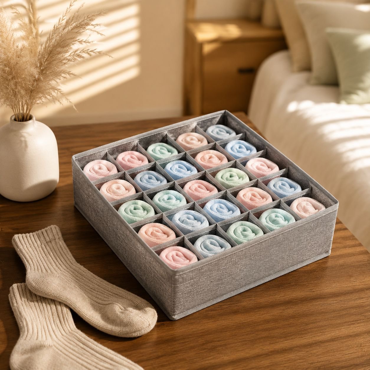 Home Fabric Storage Box Storage Box Home Grid Foldable Split Form