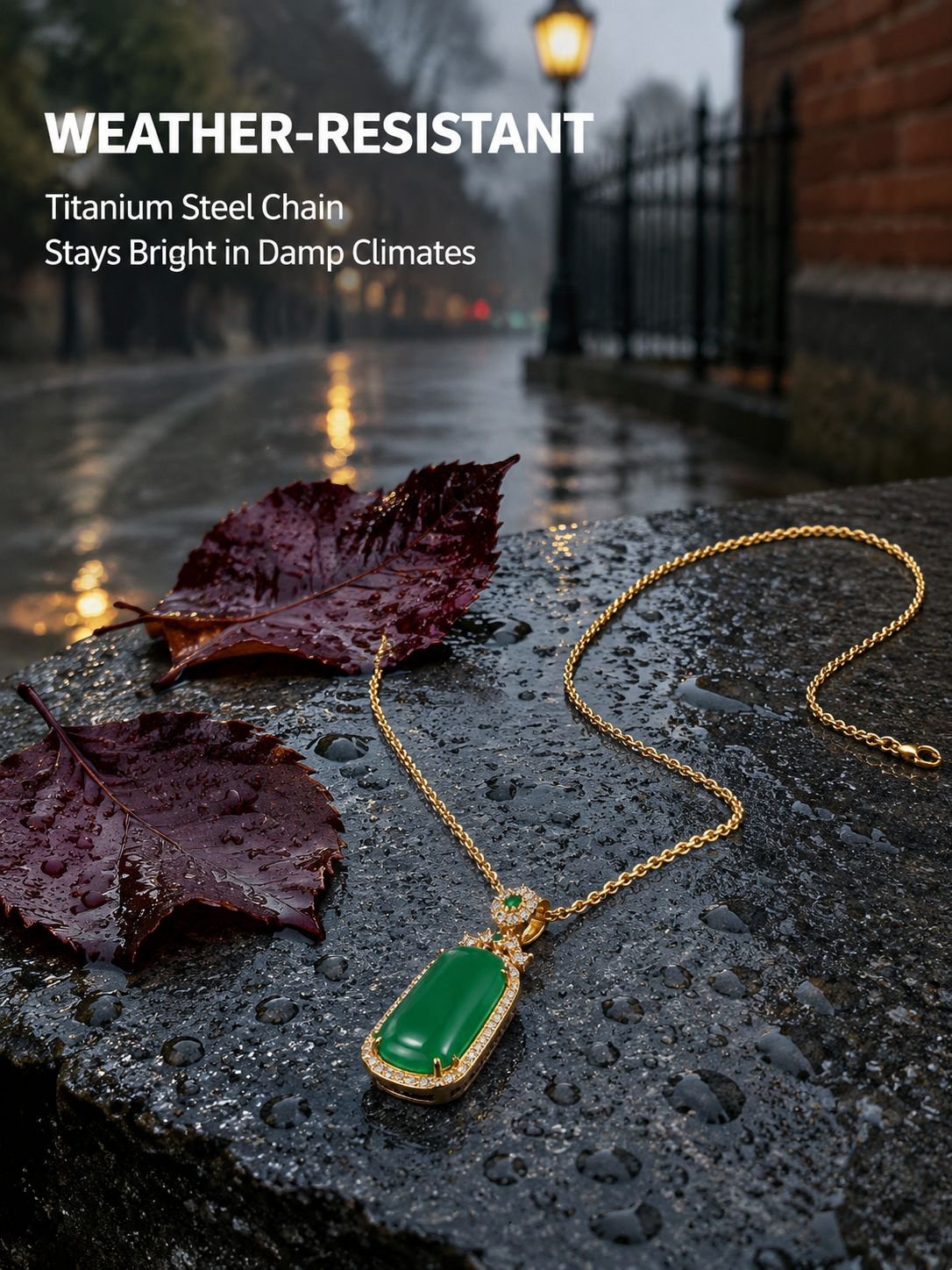 1pc Natural Jade Pendant Necklace, Ethnic Style Clavicle Chain Necklace