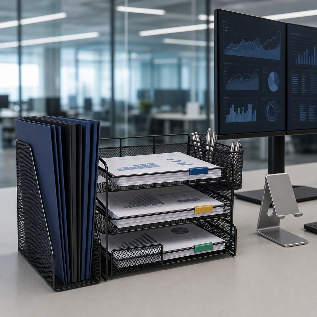 Space-saving file storage box for office use