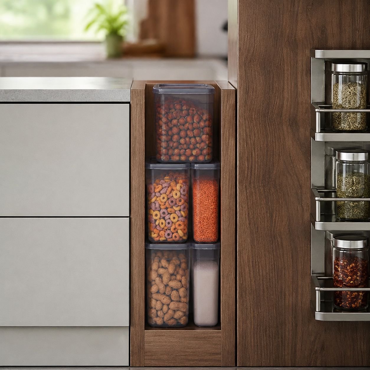 Stackable Fridge Storage Bin with Plastic Handle