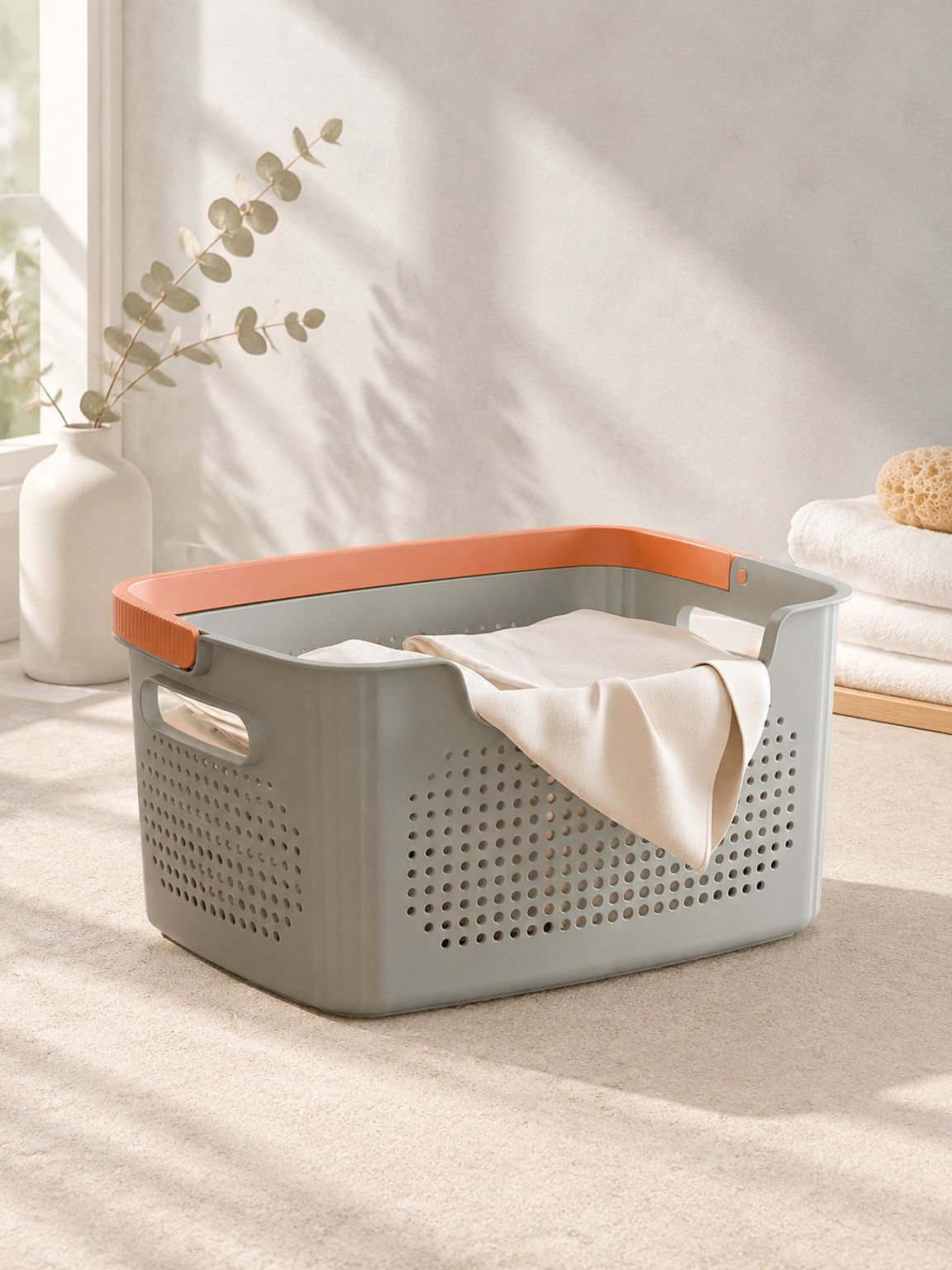 Panier à linge en plastique respirant pour usage domestique