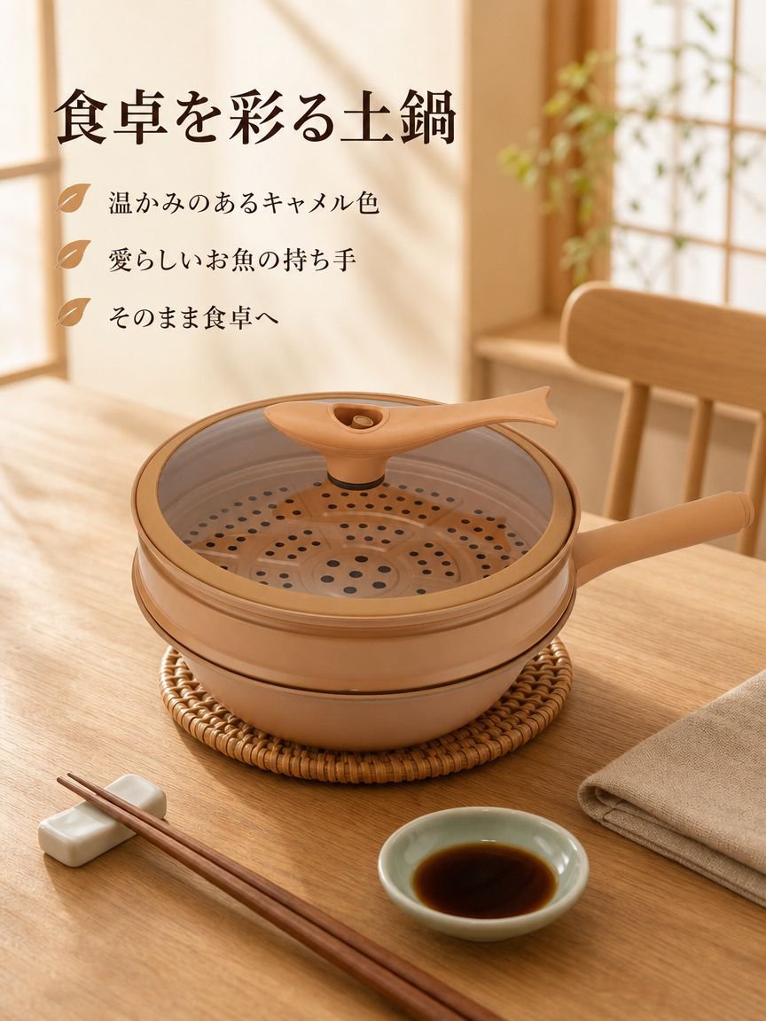 陶土無塗装多機能ヘルシー鍋