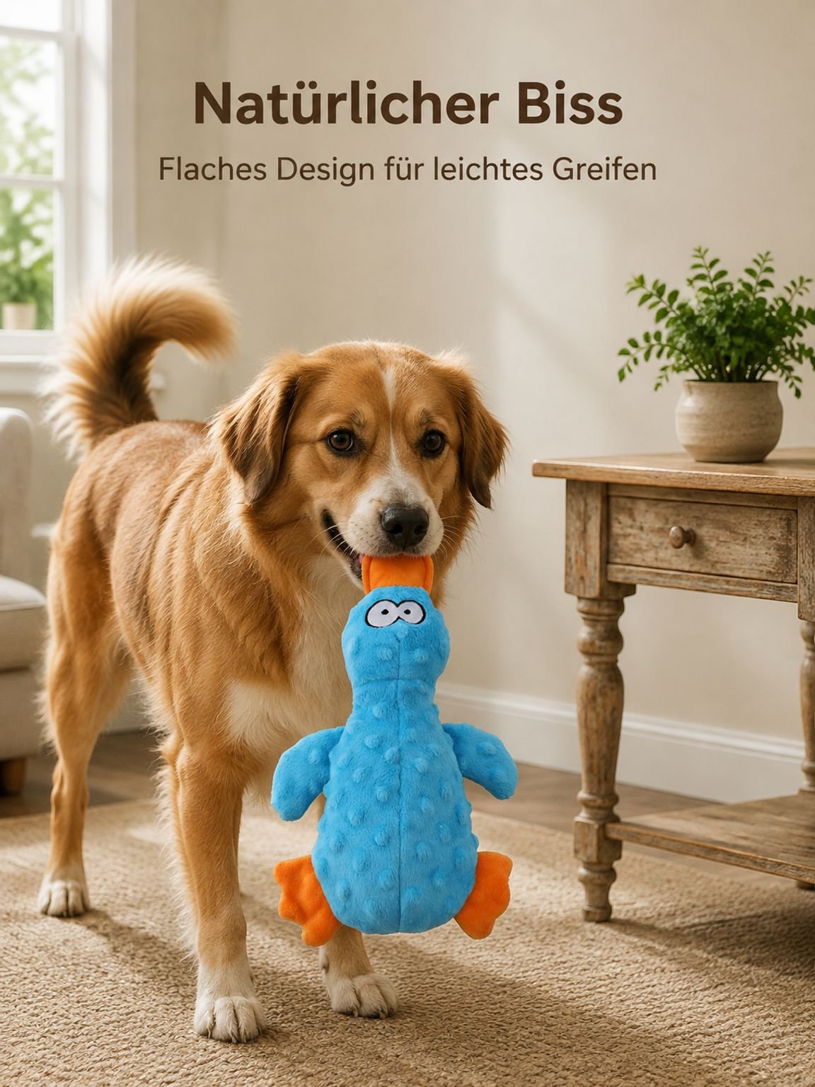 Perfektes Spielzeug für aktive Haustiere - Plüsch-Ente
