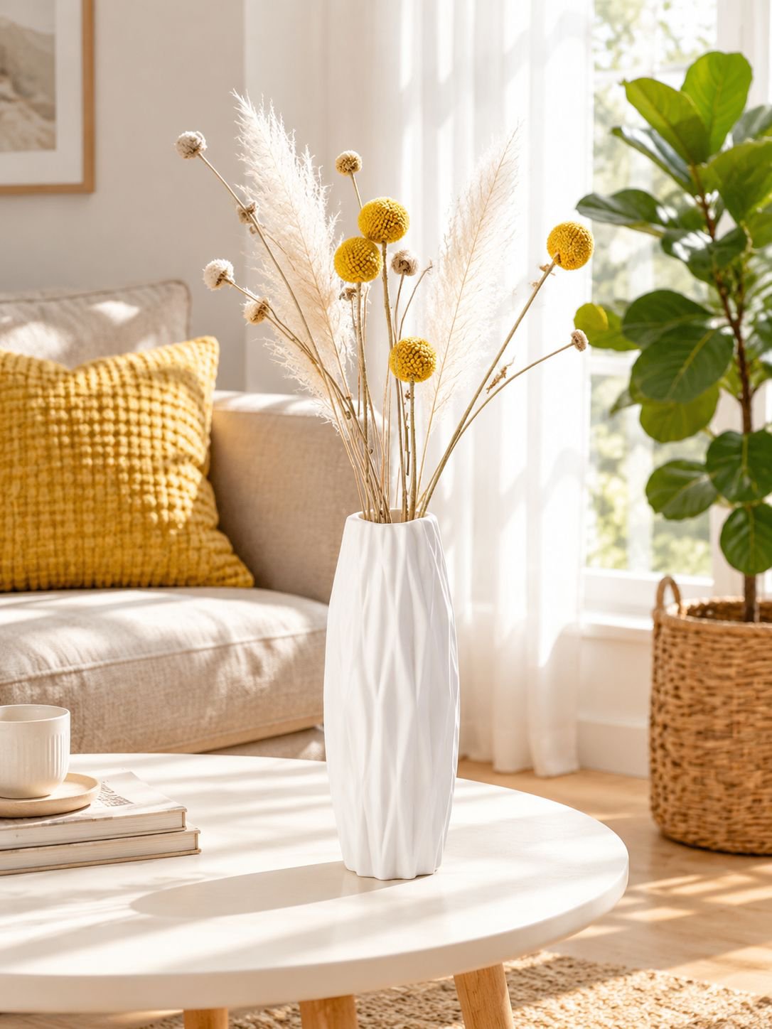 Faux vase in a cozy living room environment