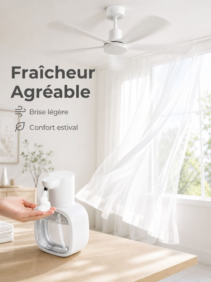 Ventilateur de plafond domestique à trois pales silencieux avec télécommande