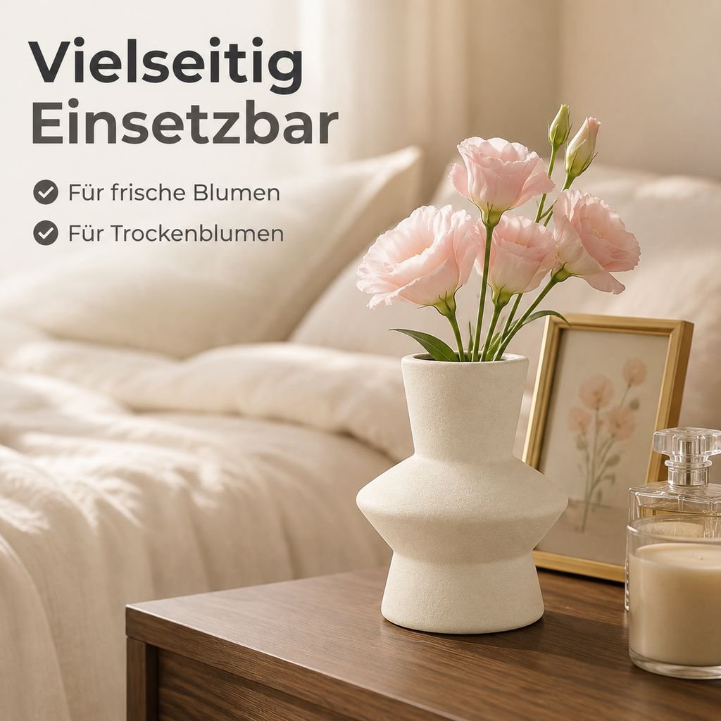 Nordische Keramikvase im Wabi-Sabi-Stil fuer Blumen und Hydrokultur