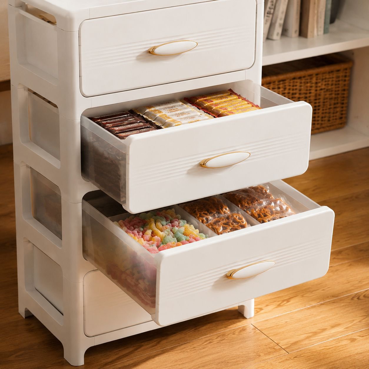 Multi-layer Snack Organizer Drawer Cabinet for Living Room