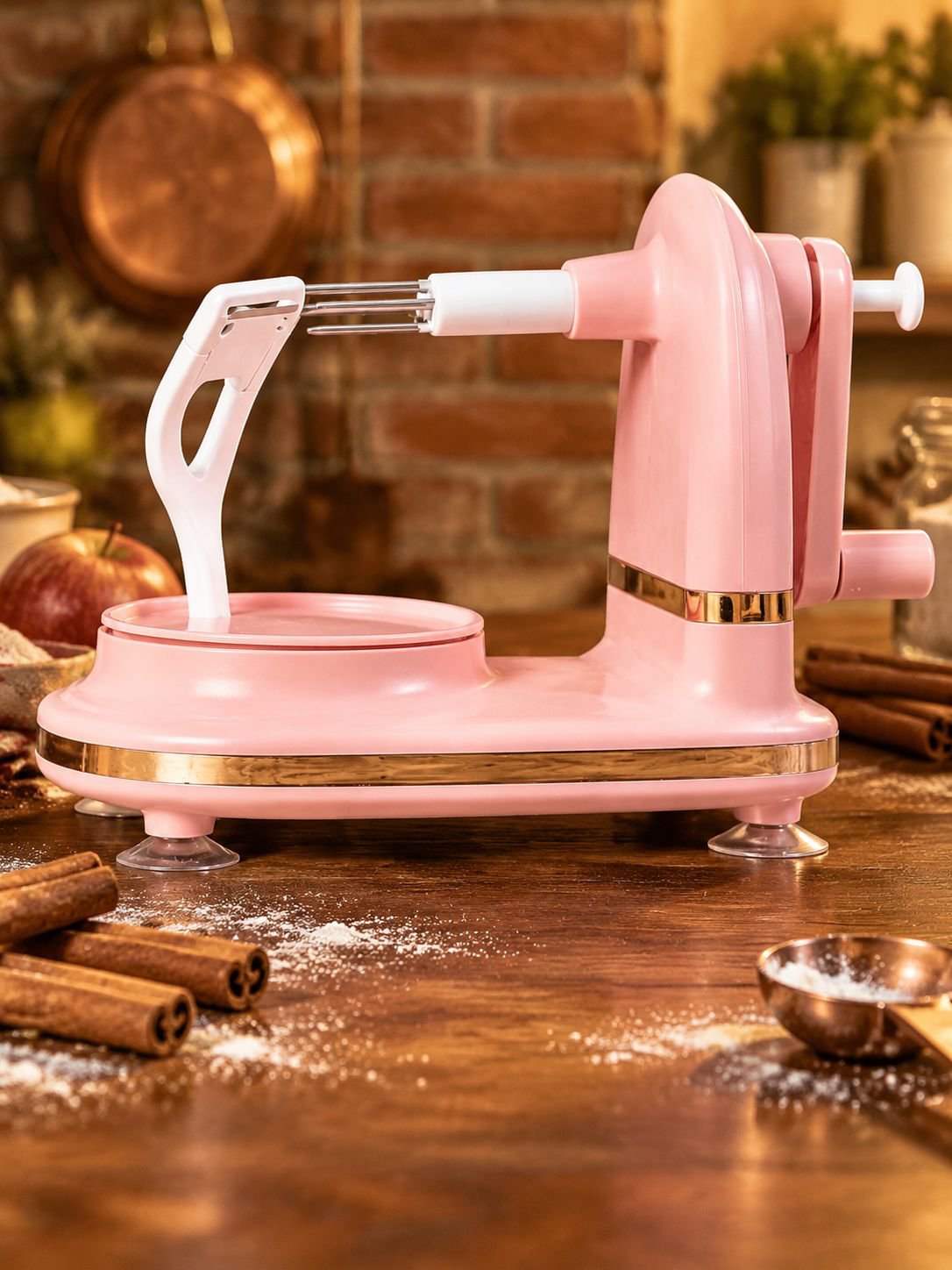 Hand Crank Apple Peeler Quick Fruit Peeling Machine Pink Scraper for Home