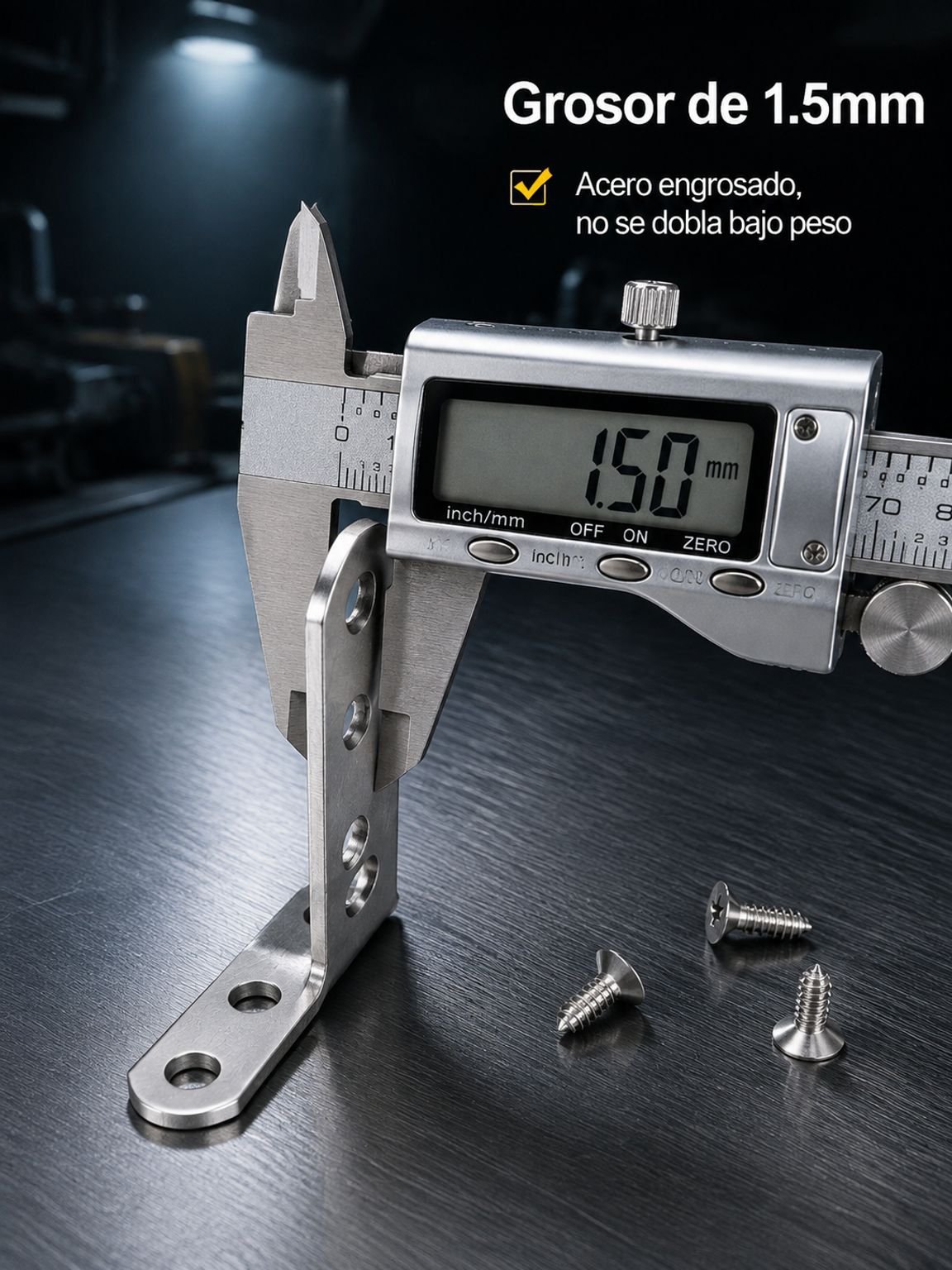 Soporte L de acero inoxidable grueso para fijación de divisores de baño y estantes de muebles