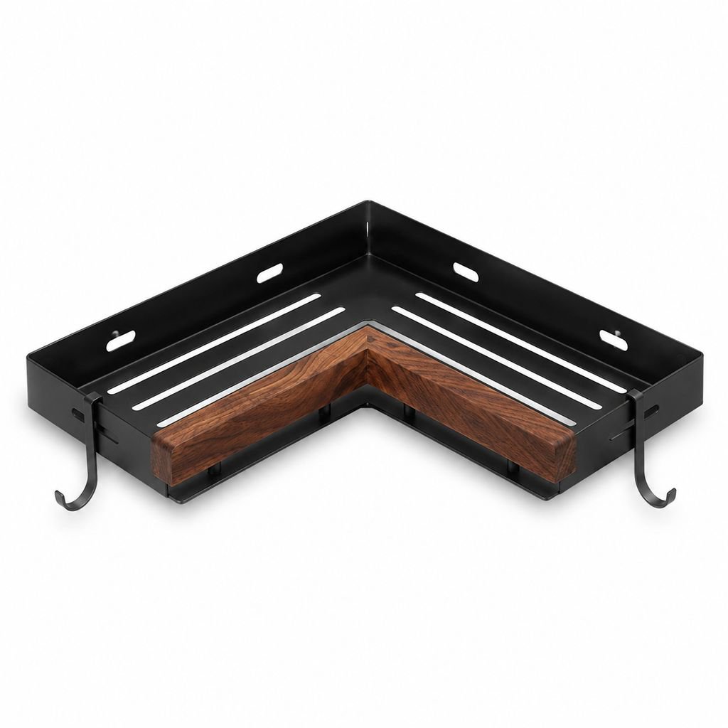Solid Wood Wall-Mounted Storage Rack for Bathroom Sink Area
