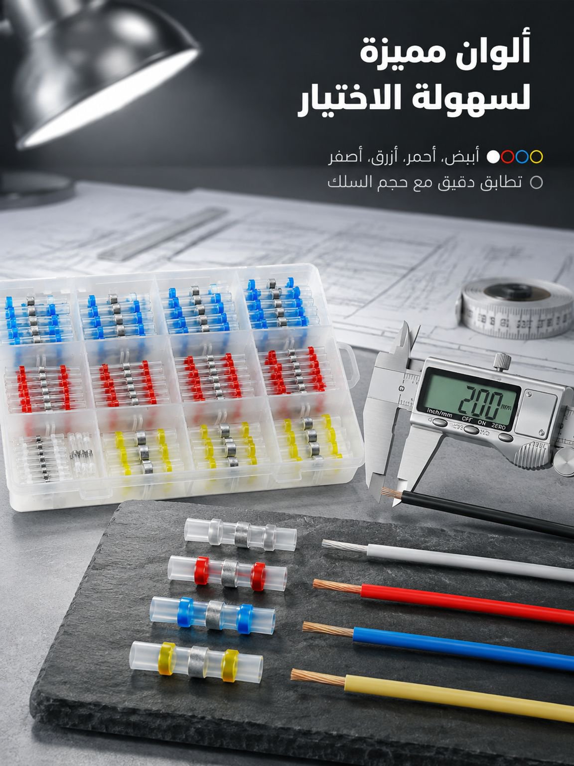 موصلات لحام حراري مزودة بأنابيب انكماش حراري، تتحمل درجات حرارة تصل إلى 125°م
