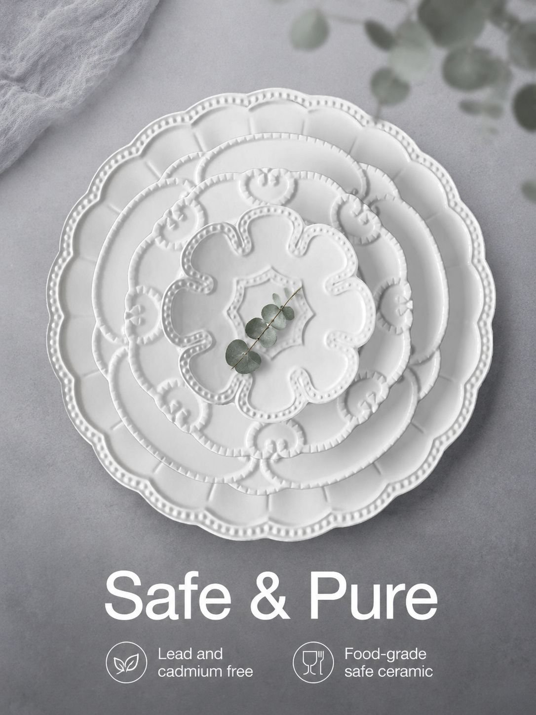 Wholesale Custom Carved Ceramic Plates for Wedding Banquet