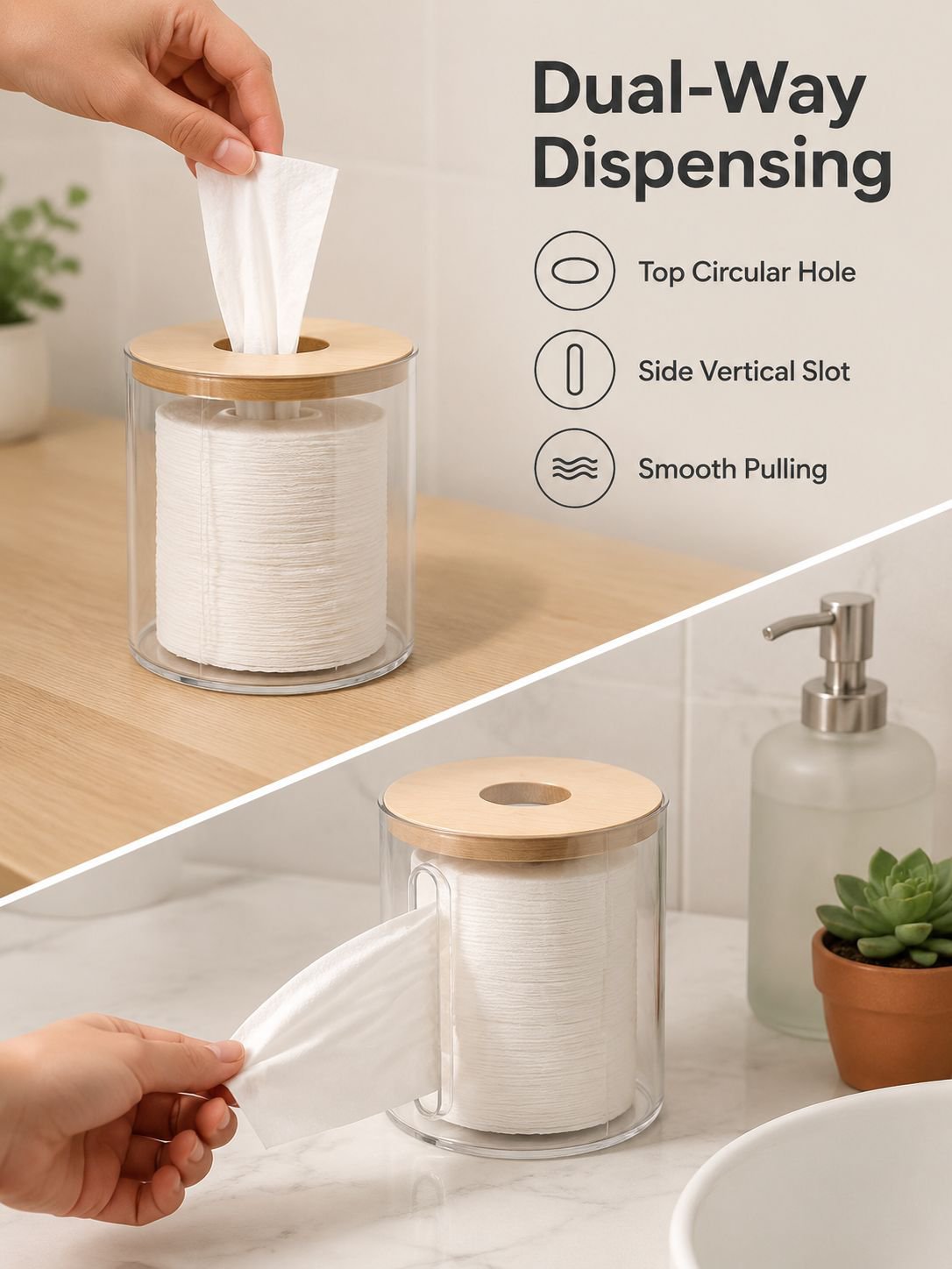 Multifunctional Tissue Box and Paper Roll Holder