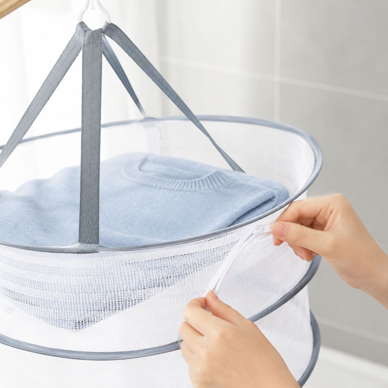 Portable laundry drying basket for balcony use