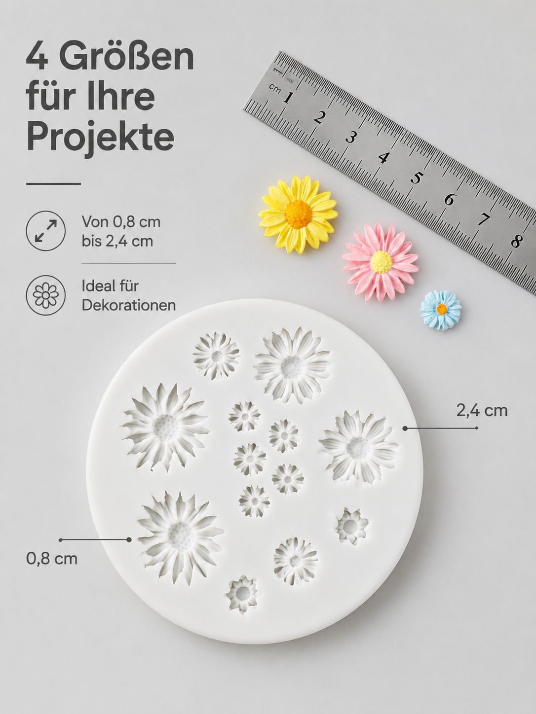 Kerzen-Set Gänseblümchen Sonnenblume Silikonform